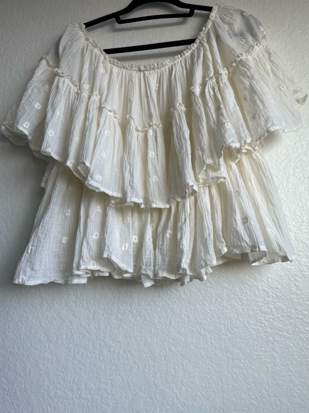 lovestitch Cream Layered Off-Shoulder Blouse - Picture 6 of 13